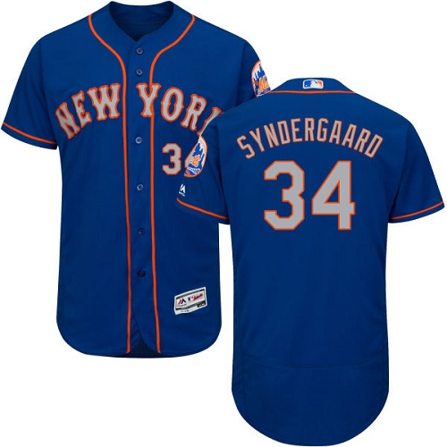 Men's Majestic New York Mets #34 Noah Syndergaard Royal/Gray Alternate Flex Base Authentic Collection MLB Jersey