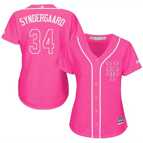Women's Majestic New York Mets #34 Noah Syndergaard Authentic Pink Fashion Cool Base MLB Jersey
