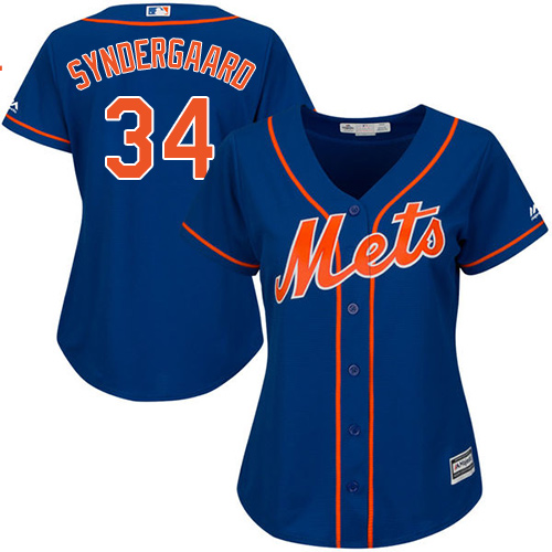 Women's Majestic New York Mets #34 Noah Syndergaard Authentic Royal Blue Alternate Home Cool Base MLB Jersey