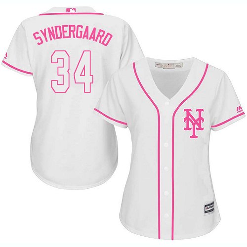 Women's Majestic New York Mets #34 Noah Syndergaard Authentic White Fashion Cool Base MLB Jersey