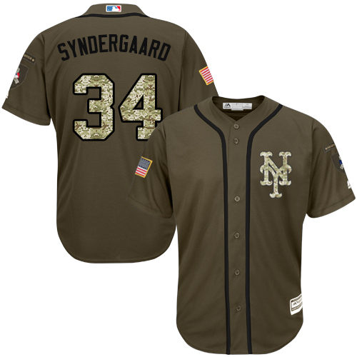 Youth Majestic New York Mets #34 Noah Syndergaard Authentic Green Salute to Service MLB Jersey
