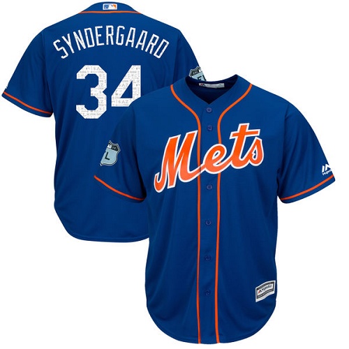Youth Majestic New York Mets #34 Noah Syndergaard Authentic Royal Blue 2017 Spring Training Cool Base MLB Jersey