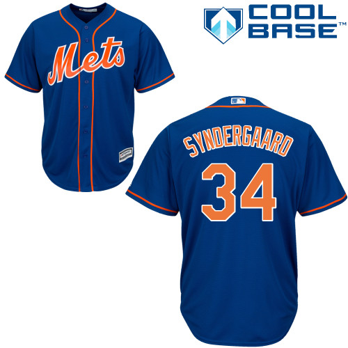 Youth Majestic New York Mets #34 Noah Syndergaard Authentic Royal Blue Alternate Home Cool Base MLB Jersey