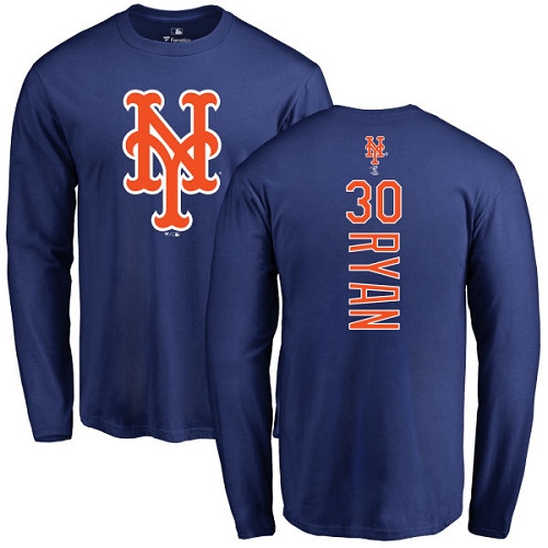 MLB Nike New York Mets #30 Nolan Ryan Royal Blue Backer Long Sleeve T-Shirt
