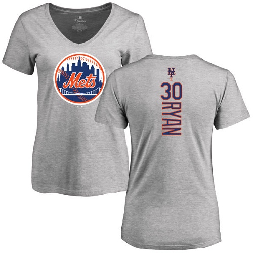 MLB Women's Nike New York Mets #30 Nolan Ryan Ash Backer T-Shirt