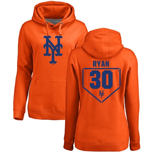 MLB Women's Nike New York Mets #30 Nolan Ryan Orange RBI Pullover Hoodie