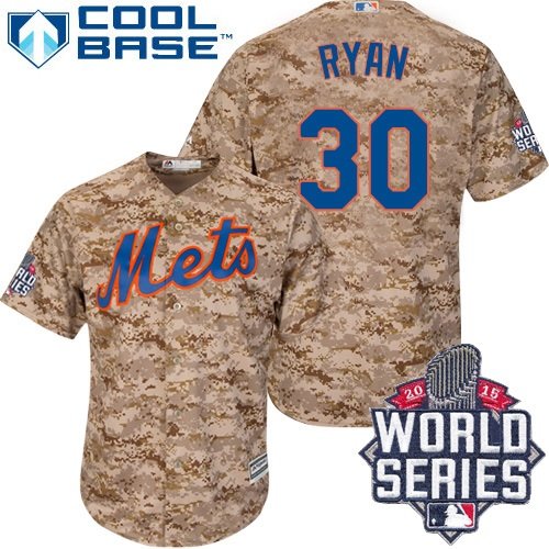 Men's Majestic New York Mets #30 Nolan Ryan Authentic Camo Alternate Cool Base 2015 World Series MLB Jersey