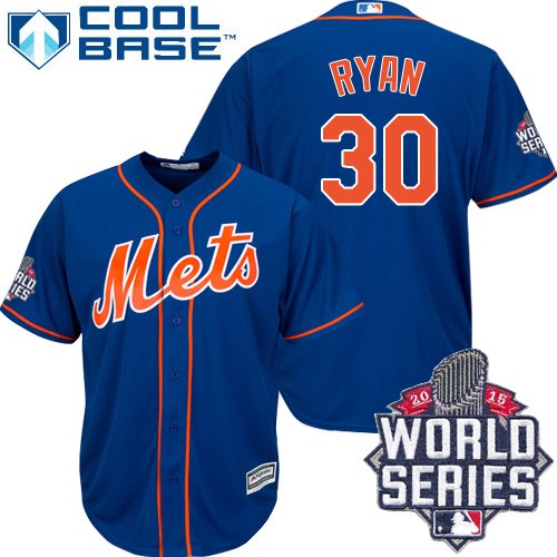 Men's Majestic New York Mets #30 Nolan Ryan Authentic Royal Blue Alternate Home Cool Base 2015 World Series MLB Jersey