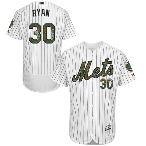 Men's Majestic New York Mets #30 Nolan Ryan Authentic White 2016 Memorial Day Fashion Flex Base MLB Jersey