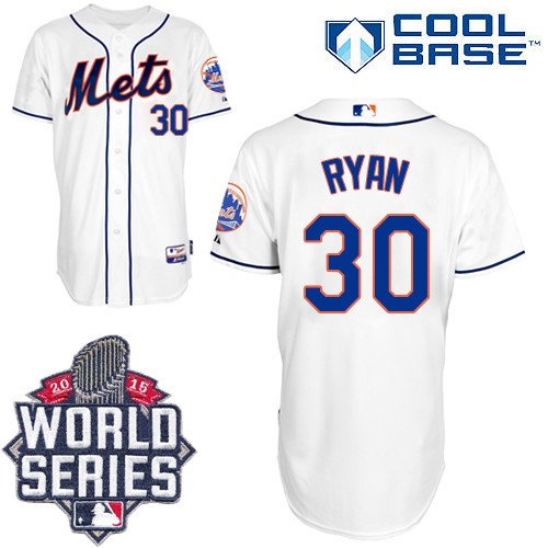 Men's Majestic New York Mets #30 Nolan Ryan Authentic White Alternate Cool Base 2015 World Series MLB Jersey