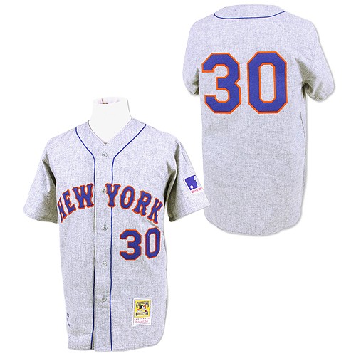 Men's Mitchell and Ness 1969 New York Mets #30 Nolan Ryan Authentic Grey Throwback MLB Jersey
