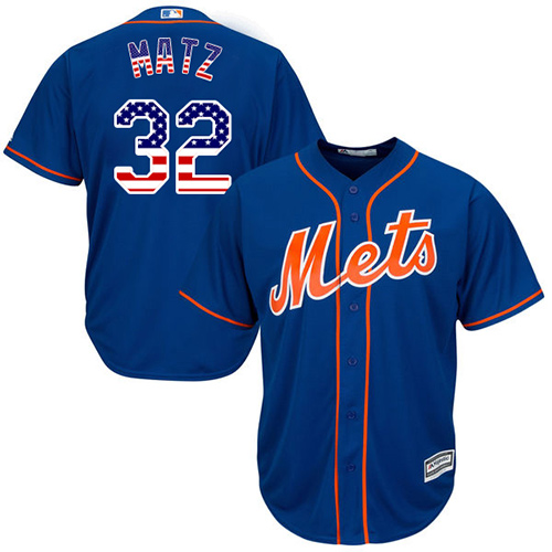Men's Majestic New York Mets #32 Steven Matz Authentic Royal Blue USA Flag Fashion MLB Jersey