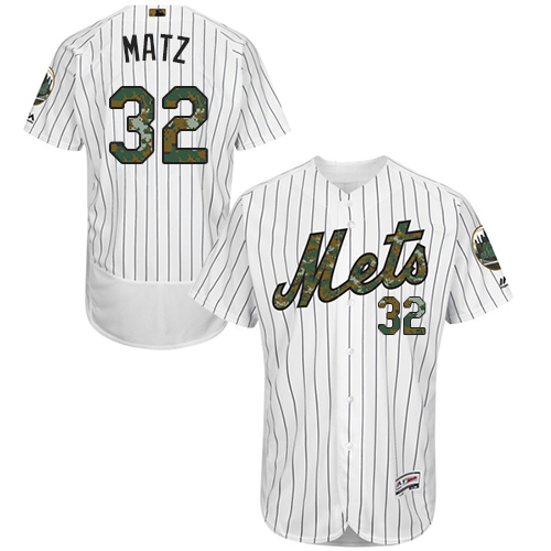 Men's Majestic New York Mets #32 Steven Matz Authentic White 2016 Memorial Day Fashion Flex Base MLB Jersey
