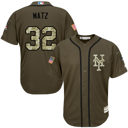 Youth Majestic New York Mets #32 Steven Matz Authentic Green Salute to Service MLB Jersey
