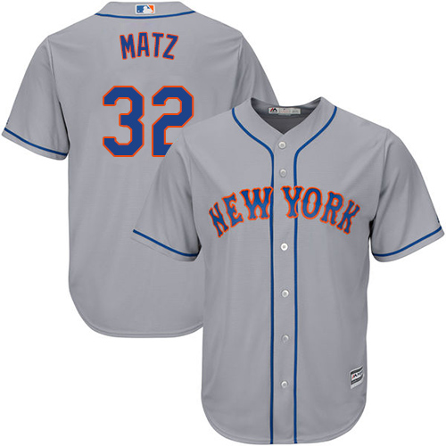 Youth Majestic New York Mets #32 Steven Matz Authentic Grey Road Cool Base MLB Jersey