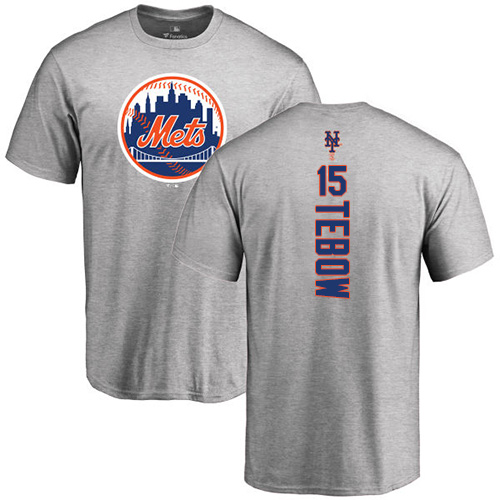 MLB Nike New York Mets #15 Tim Tebow Ash Backer T-Shirt
