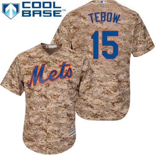 Men's Majestic New York Mets #15 Tim Tebow Authentic Camo Alternate Cool Base MLB Jersey