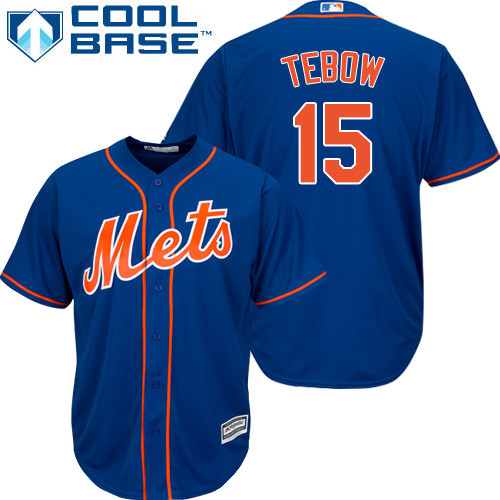 Men's Majestic New York Mets #15 Tim Tebow Replica Royal Blue Alternate Home Cool Base MLB Jersey