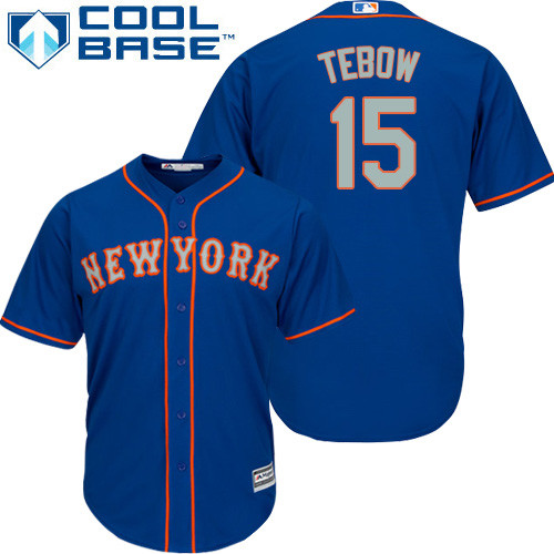 Men's Majestic New York Mets #15 Tim Tebow Replica Royal Blue Alternate Road Cool Base MLB Jersey
