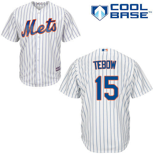 Men's Majestic New York Mets #15 Tim Tebow Replica White Home Cool Base MLB Jersey