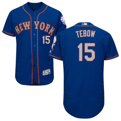 Men's Majestic New York Mets #15 Tim Tebow Royal/Gray Flexbase Authentic Collection MLB Jersey