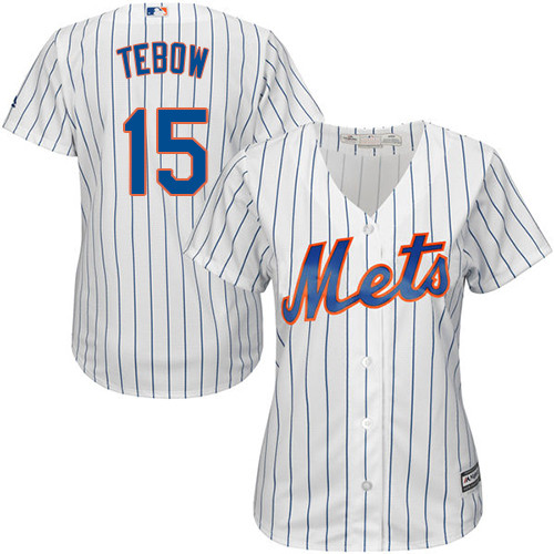 Women's Majestic New York Mets #15 Tim Tebow Authentic White Home Cool Base MLB Jersey