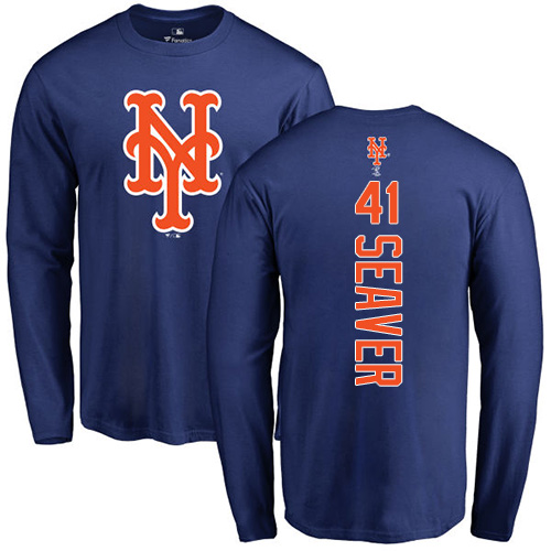 MLB Nike New York Mets #41 Tom Seaver Royal Blue Backer Long Sleeve T-Shirt