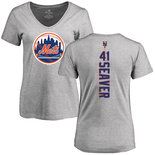 MLB Women's Nike New York Mets #41 Tom Seaver Ash Backer T-Shirt