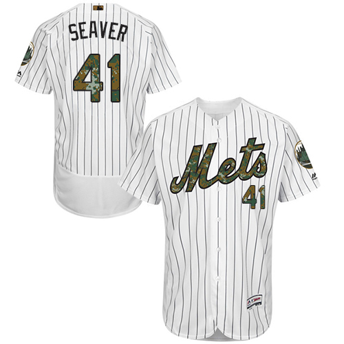 Men's Majestic New York Mets #41 Tom Seaver Authentic White 2016 Memorial Day Fashion Flex Base MLB Jersey