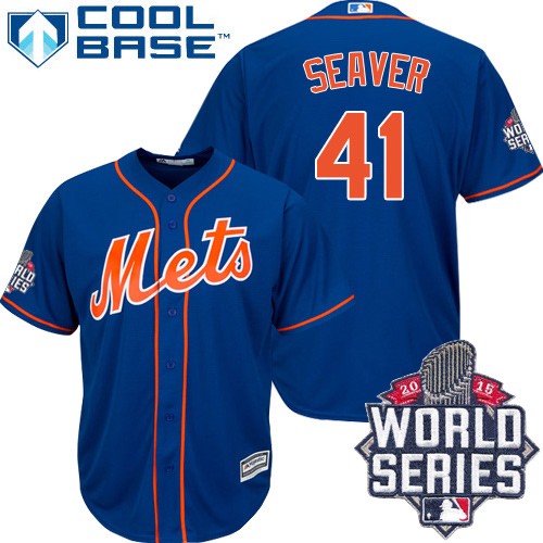 Men's Majestic New York Mets #41 Tom Seaver Replica Royal Blue Alternate Home Cool Base 2015 World Series MLB Jersey