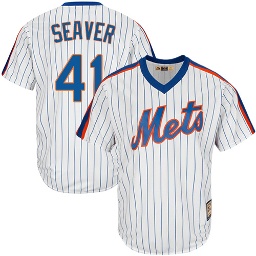Men's Majestic New York Mets #41 Tom Seaver Replica White Cooperstown MLB Jersey
