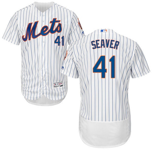 Men's Majestic New York Mets #41 Tom Seaver White Home Flex Base Authentic Collection MLB Jersey
