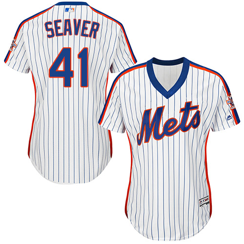 Women's Majestic New York Mets #41 Tom Seaver Authentic White Alternate Cool Base MLB Jersey