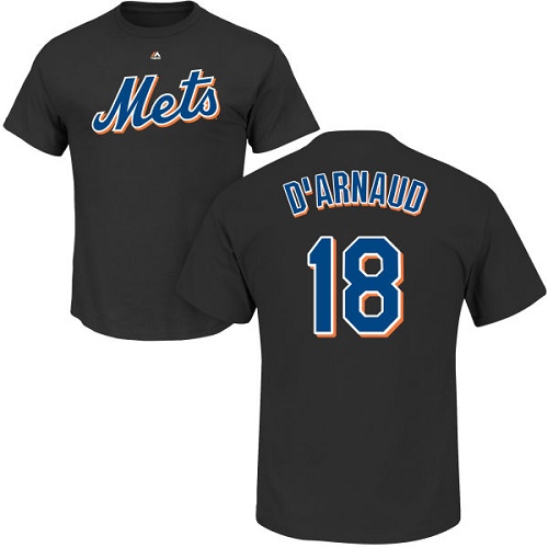 MLB Nike New York Mets #18 Travis d'Arnaud Black Name & Number T-Shirt