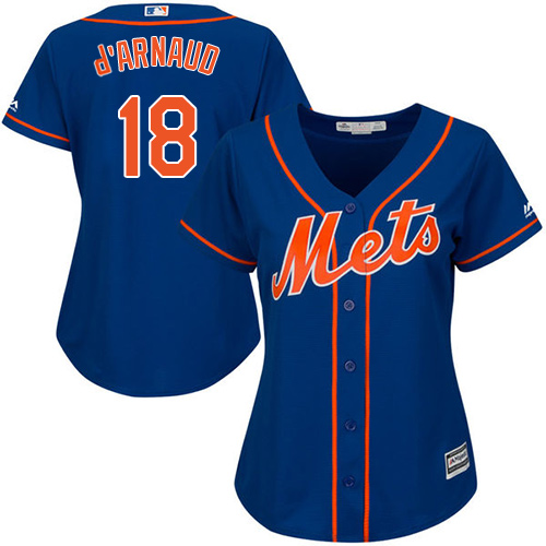 Women's Majestic New York Mets #18 Travis d'Arnaud Authentic Royal Blue Alternate Home Cool Base MLB Jersey