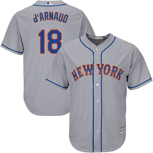 Youth Majestic New York Mets #18 Travis d'Arnaud Authentic Grey Road Cool Base MLB Jersey
