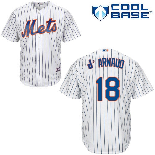 Youth Majestic New York Mets #18 Travis d'Arnaud Authentic White Home Cool Base MLB Jersey