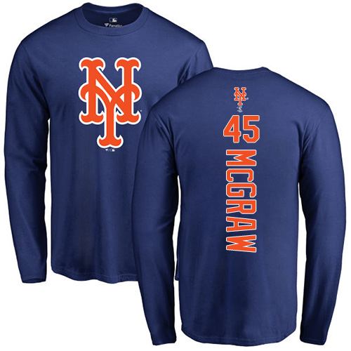 MLB Nike New York Mets #45 Tug McGraw Royal Blue Backer Long Sleeve T-Shirt