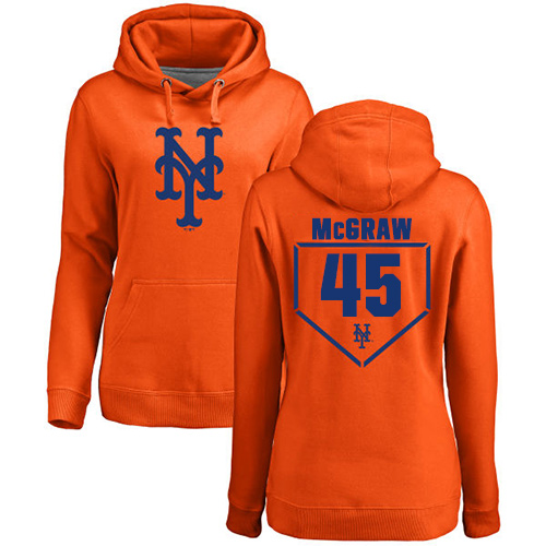 MLB Women's Nike New York Mets #45 Tug McGraw Orange RBI Pullover Hoodie