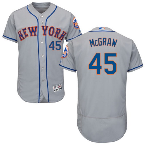 Men's Majestic New York Mets #45 Tug McGraw Grey Road Flex Base Authentic Collection MLB Jersey