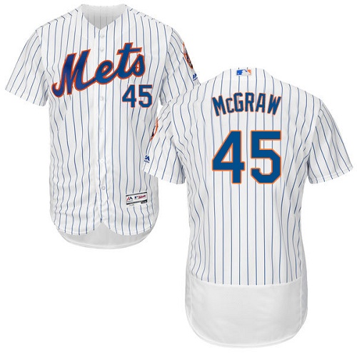 Men's Majestic New York Mets #45 Tug McGraw White Home Flex Base Authentic Collection MLB Jersey