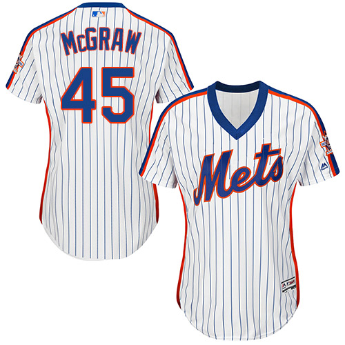Women's Majestic New York Mets #45 Tug McGraw Authentic White Alternate Cool Base MLB Jersey