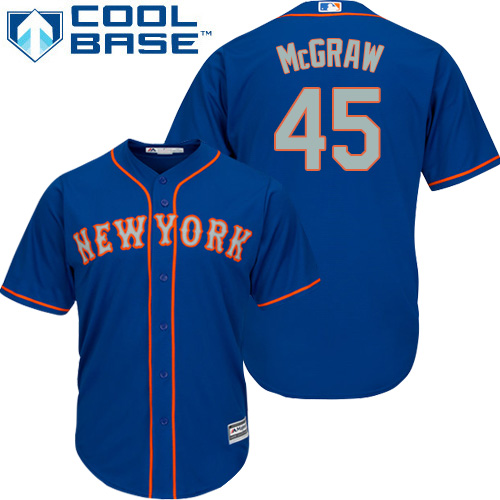 Youth Majestic New York Mets #45 Tug McGraw Authentic Royal Blue Alternate Road Cool Base MLB Jersey