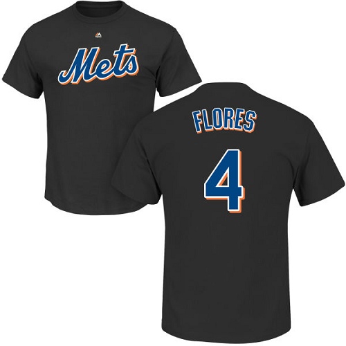MLB Nike New York Mets #4 Wilmer Flores Black Name & Number T-Shirt