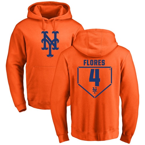 MLB Nike New York Mets #4 Wilmer Flores Orange RBI Pullover Hoodie