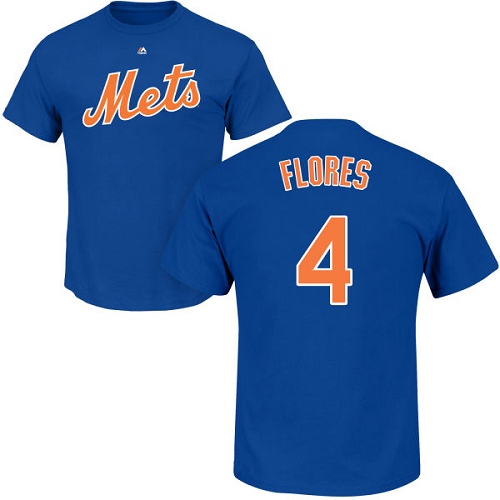 MLB Nike New York Mets #4 Wilmer Flores Royal Blue Name & Number T-Shirt