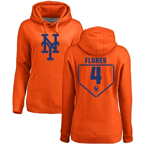 MLB Women's Nike New York Mets #4 Wilmer Flores Orange RBI Pullover Hoodie
