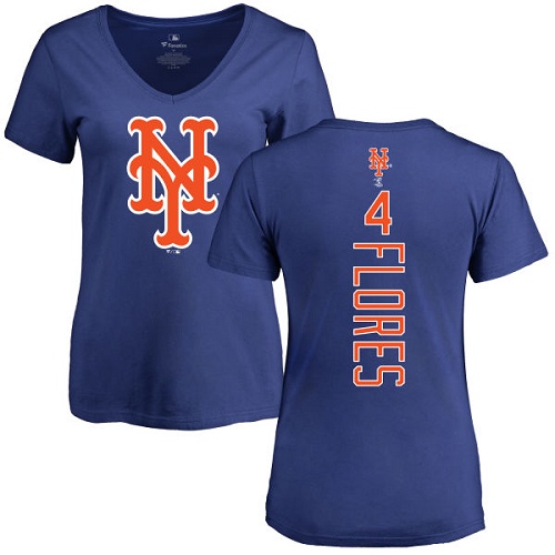 MLB Women's Nike New York Mets #4 Wilmer Flores Royal Blue Backer T-Shirt