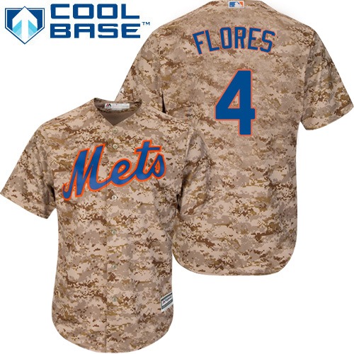 Men's Majestic New York Mets #4 Wilmer Flores Authentic Camo Alternate Cool Base MLB Jersey