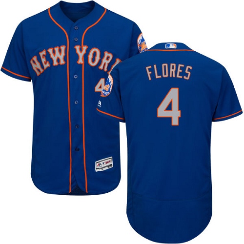 Men's Majestic New York Mets #4 Wilmer Flores Royal/Gray Alternate Flex Base Authentic Collection MLB Jersey